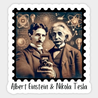 Einstein & Tesla Selfie Sticker